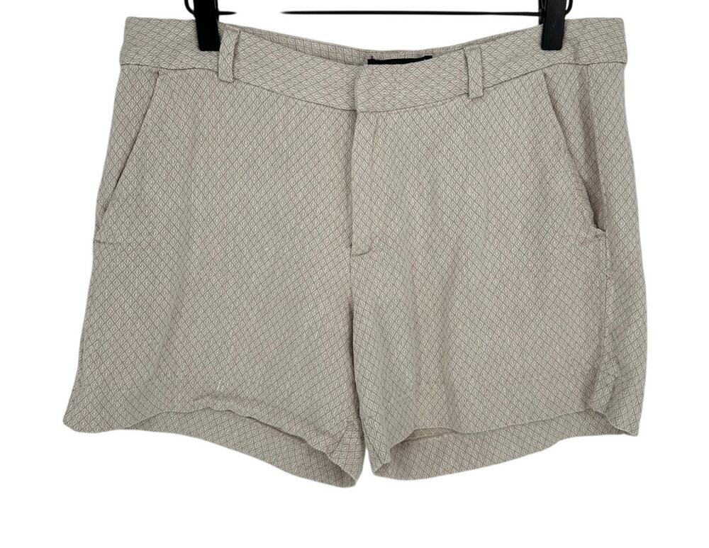 Banana Republic Shorts 8 Cream White Linen Blend‎ High Waisted Jacquard Summer